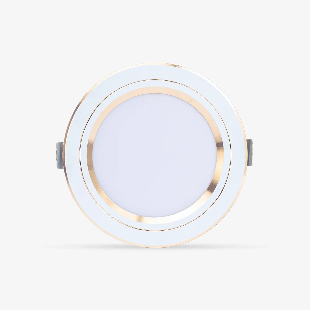 Đèn LED âm trần Downlight đổi màu AT20 viền vàng 110/10W