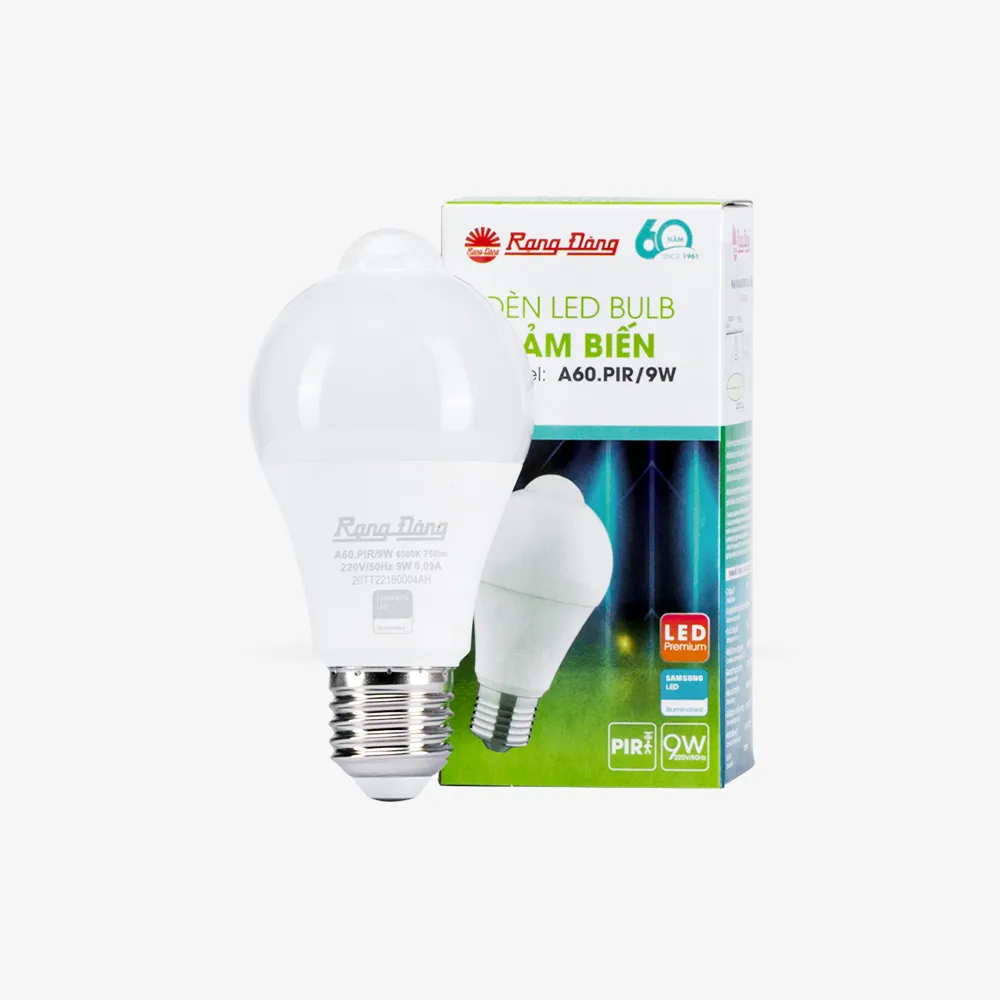 Bóng đèn LED bulb tròn cảm biến hồng ngoại A60 9W thumb 1