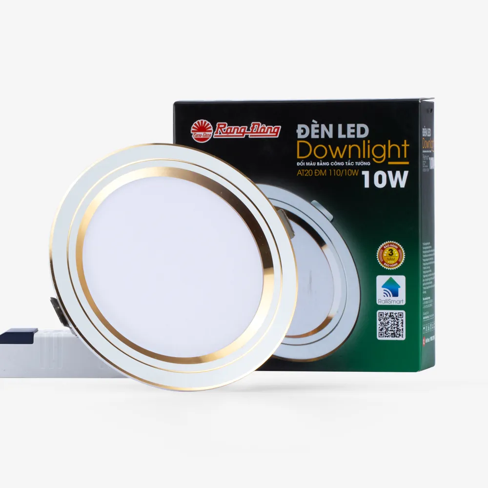 Đèn LED âm trần Downlight đổi màu AT20 viền vàng 110/10W thumb 2