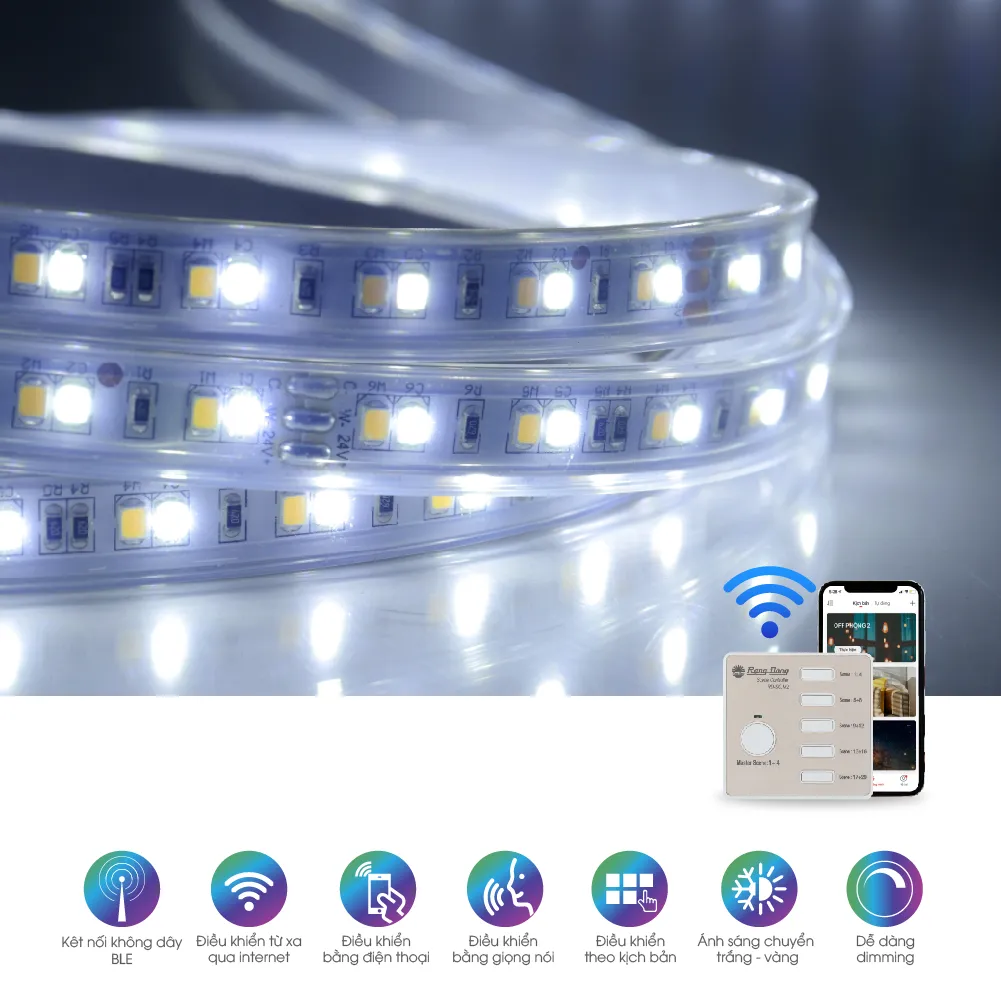 Đèn LED dây thông minh đổi màu CCT LD01 bluetooth 7W