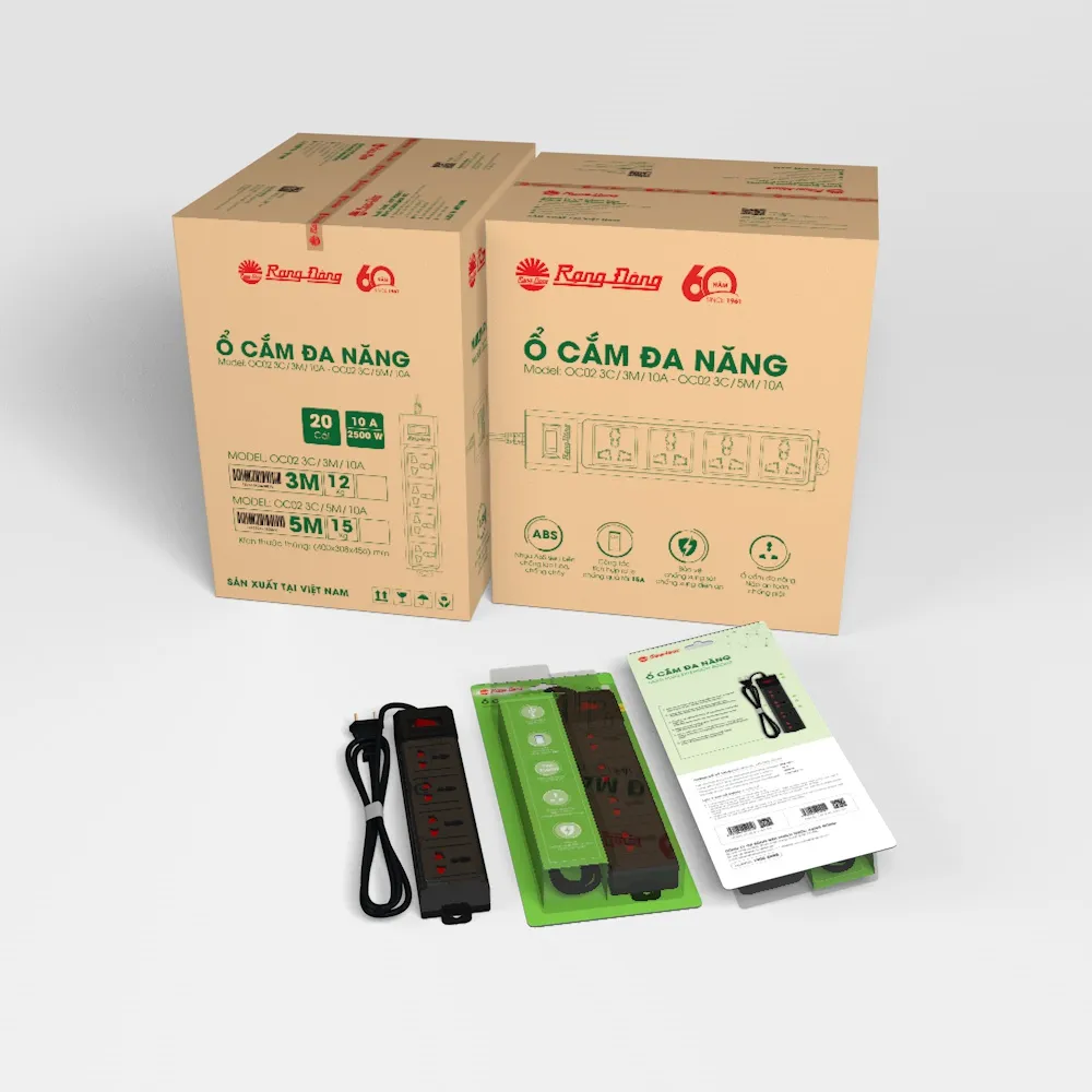 Ổ cắm điện kéo dài đa năng OC02 5m 4 ổ cắm thumb 1