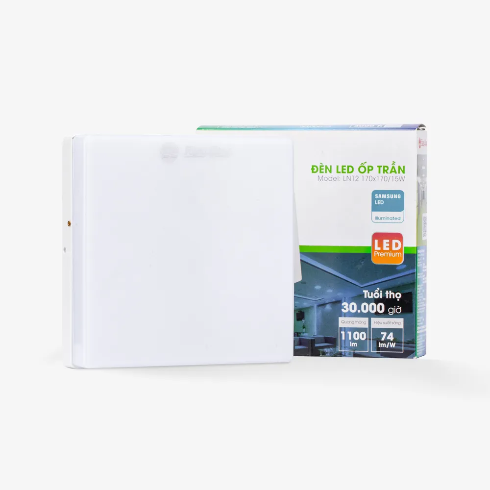Đèn LED ốp trần vuông LN12 đế nhôm 170x170/15W thumb 2