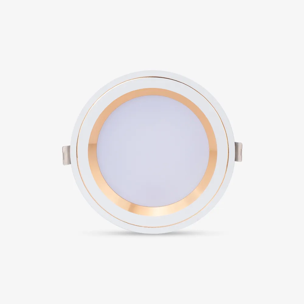 Đèn LED âm trần Downlight đổi màu AT26 viền vàng 110/10W