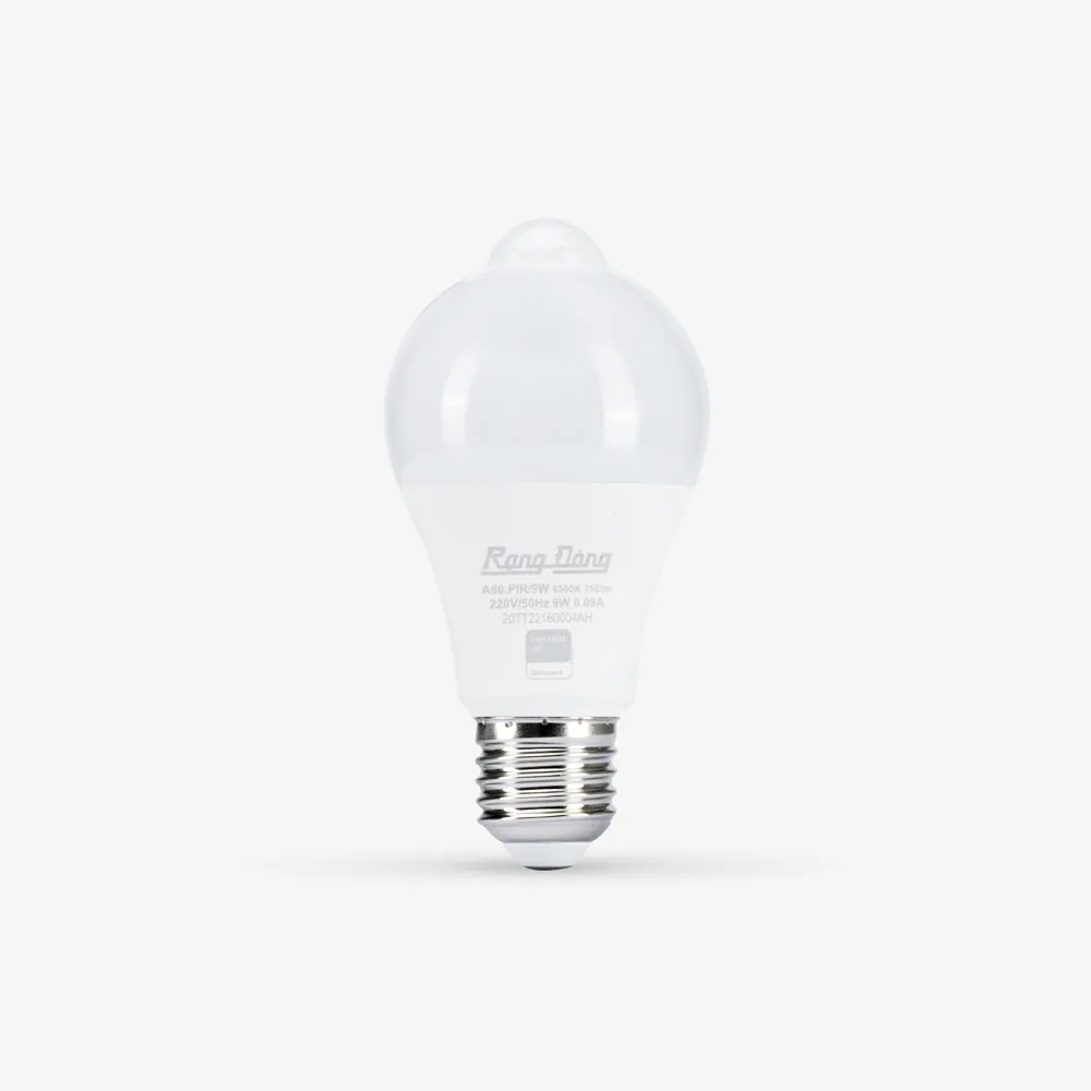 Bóng đèn LED bulb tròn cảm biến hồng ngoại A60 9W