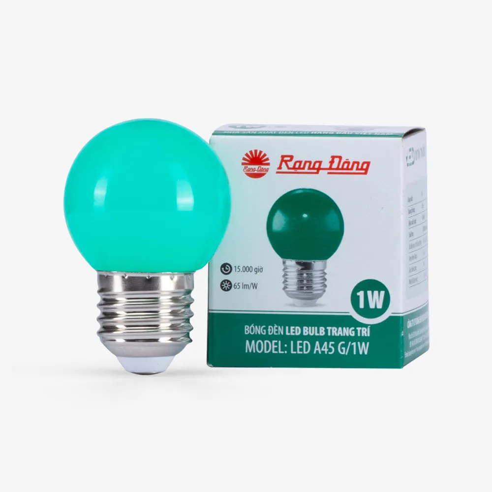 Bóng đèn LED bulb trang trí tròn A45 xanh lá 1W thumb 1