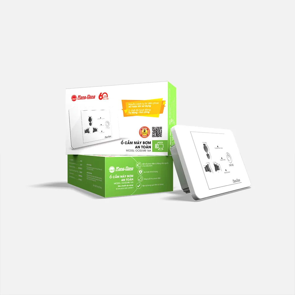 Ổ cắm máy bơm an toàn âm tường OC03.MB 16A thumb 1