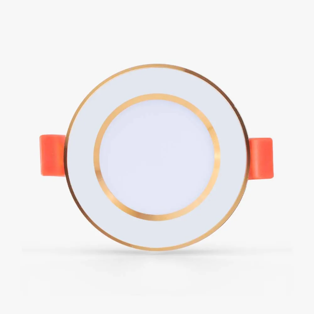 Đèn LED âm trần Downlight đổi màu AT10 viền vàng 60/3W