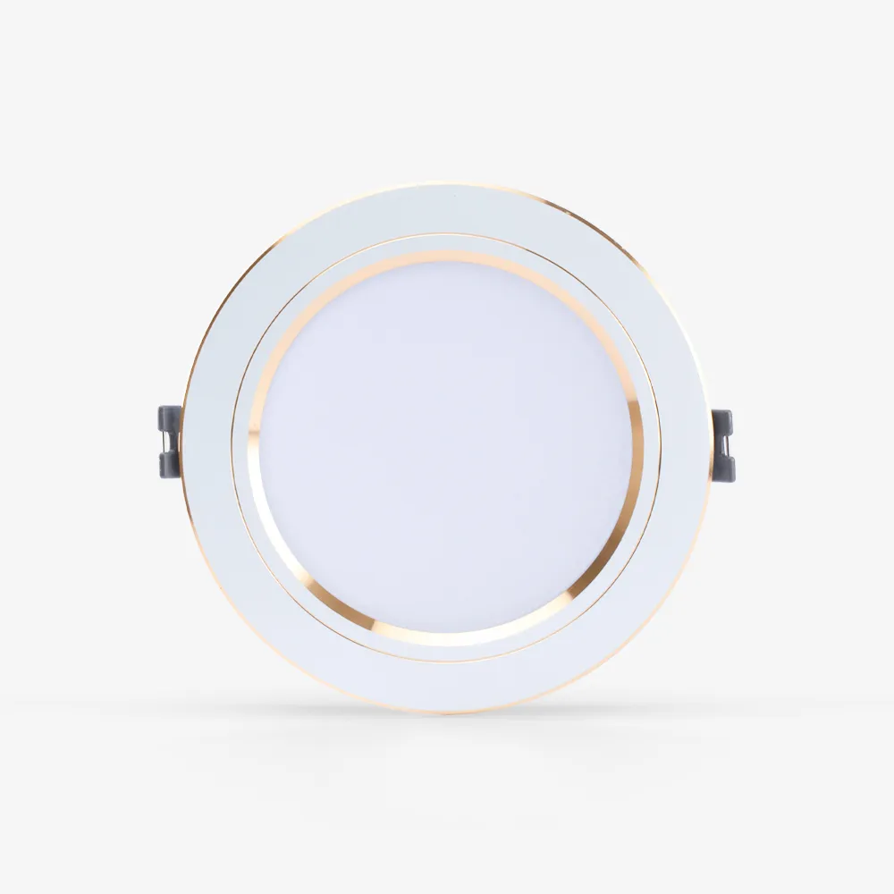 Đèn LED âm trần Downlight đổi màu AT10 viền vàng 110/10W