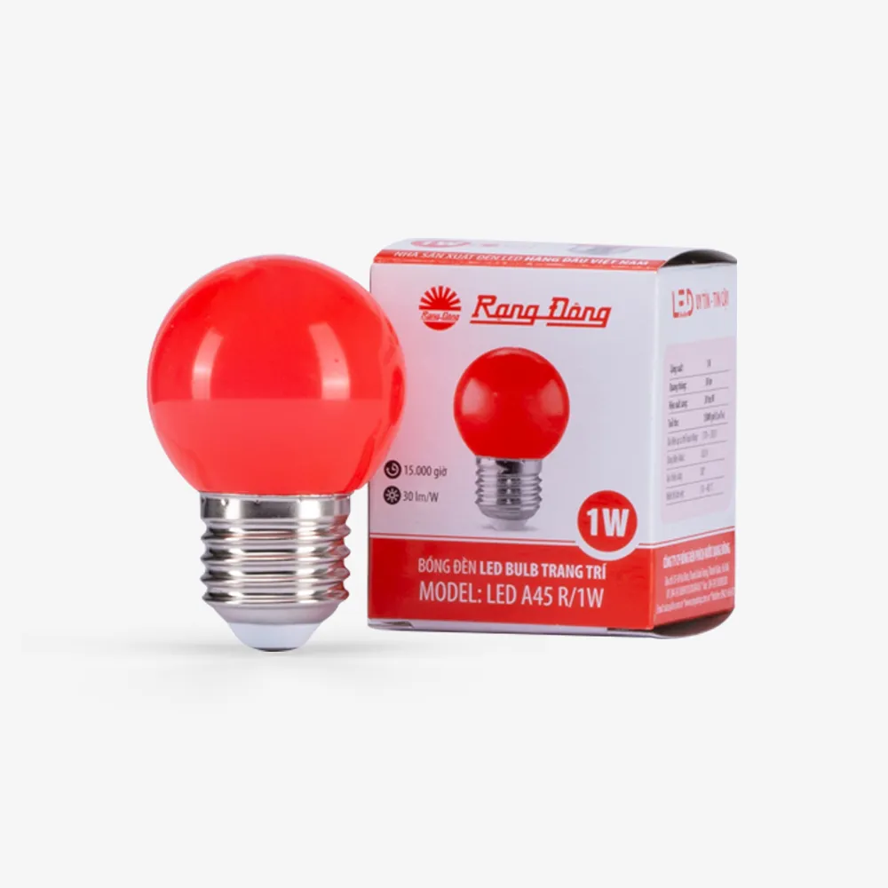 Bóng đèn LED bulb trang trí tròn A45 đỏ 1W thumb 1