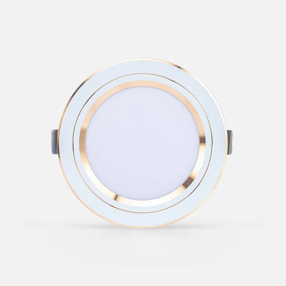 Đèn LED âm trần Downlight đổi màu AT20 viền vàng 90/10W